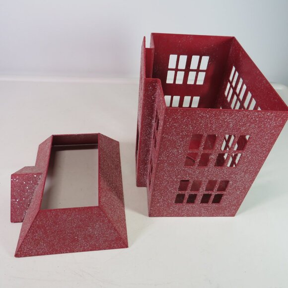 Thick Red Metal House Glittered Luminary Candle Holder White Barn Candle Co - Picture 5 of 13